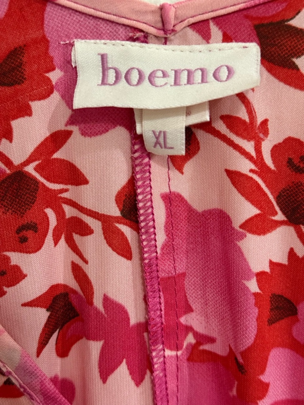 Boemo Anthropologie Boho Red Pink Floral Maxi Dress Extra Large - Picture 3 of 12